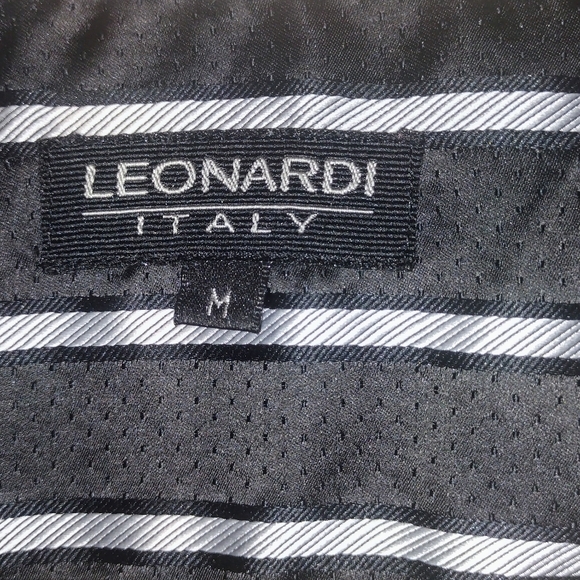 LEONARDI ITALY Pinstripe Button Down Medium Mens Metallic Silky Up‎ Dress shirt - Picture 3 of 7